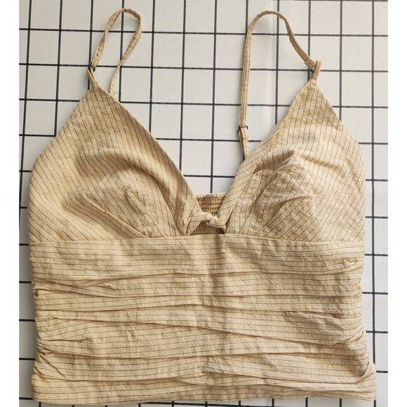 Zara Yellow Striped Crop Top Tank Boho Beach Summer Size Small EUC!! - Picture 2 of 4